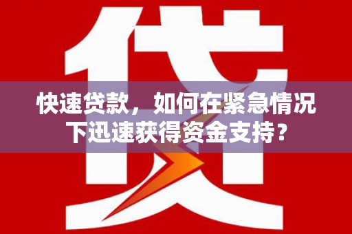 嫩江快速贷款，如何在紧急情况下迅速获得资金支持？