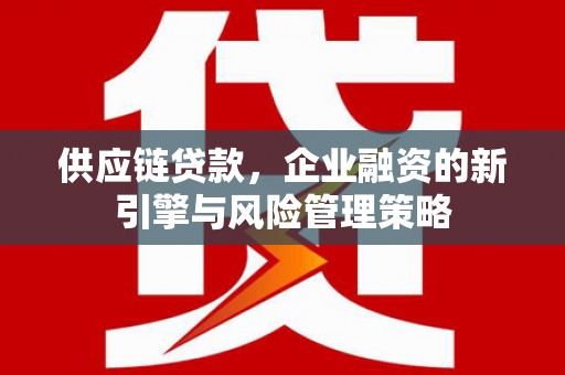 嫩江供应链贷款，企业融资的新引擎与风险管理策略