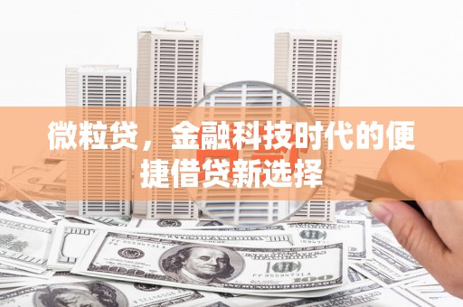 嫩江微粒贷，金融科技时代的便捷借贷新选择